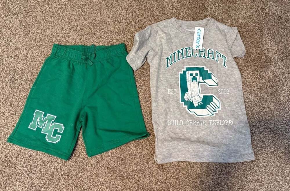 NWT Minecraft Boys 2-Piece T-Shirt and Shorts Outfit Set Size 6